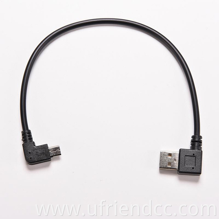 Custom 90 Degree Left Right Up Down Angle Micro USB Data Charging Cable